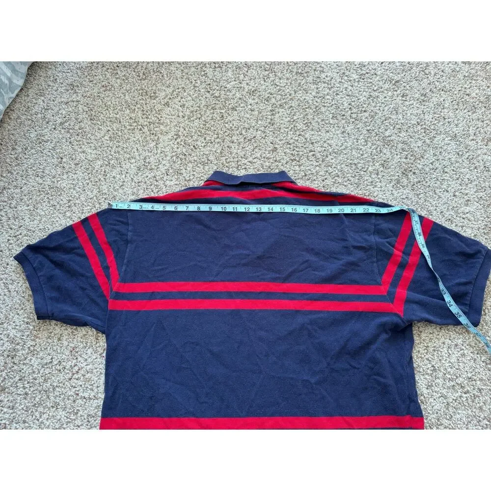 Polo Ralph Lauren Striped Polo Shirt Mens XXL Navy Blue Red Cotton Short Sleeve